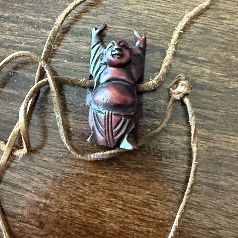 Wooden Buddha Pendant Necklace